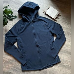 Leg3nd Activewear Workout Full Zip Soft Comfy Hooded Jacket in Navy. Size L